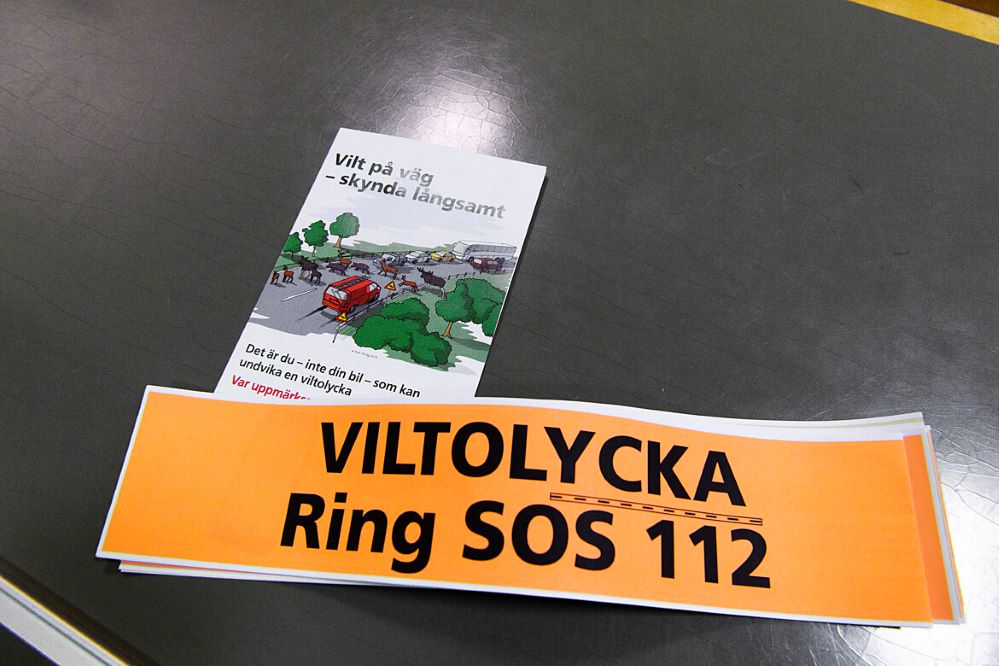 Remsa med uppmaning att ringa 112 vid viltolycka